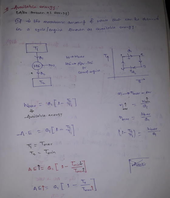 #-Available energy (Also lonown as exergy) If we tho mayeonur amourt of woorde that can be obtained in cycle / engine known a