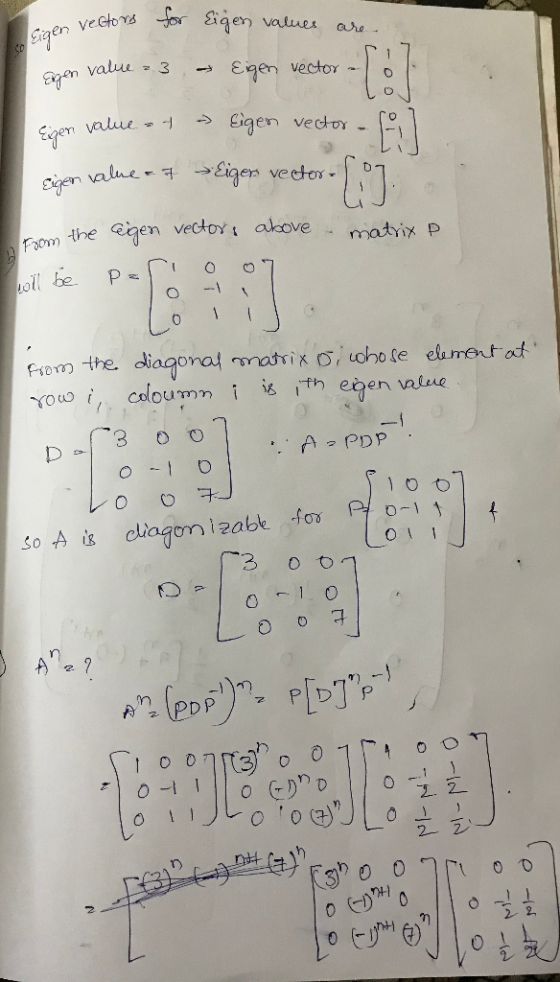 evalues a en an valiuu - 3 vectoo Eger, value-1 らEigen vector friom the. diagonal mati uohofe elament od 0丨 2. 2 2-2