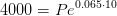 4000=Pe^{0.065\cdot 10}