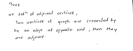 Toure we dern of adjecent vertices , Two vertices of graph.ane hy an eatye at oppaasile end are adjeept connected by hen they