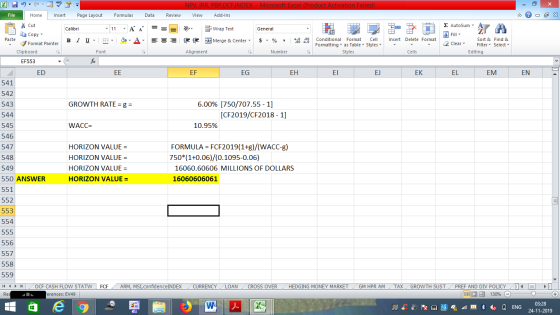 NPV, IRR, PBP,OCF, INDEX - Microsoft Excel (Product Activation Failed) Page Layout File Home Insert Formulas Data Review View
