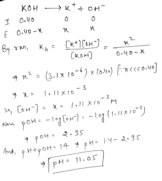 КОН K OH O.40 E 0.40-x Ck+1H By n, КЬ и2 0.40 X x(3.1x 6-) x (o.4) ncco.4 - 3 1.x1o Sg Coн) pон -1g Гонт) M (1.1X/O Now And