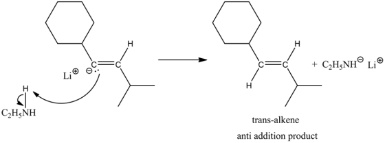 - Bing
+ C2H3NH® Li®
C2H5NH
trans-alkene
anti addition product