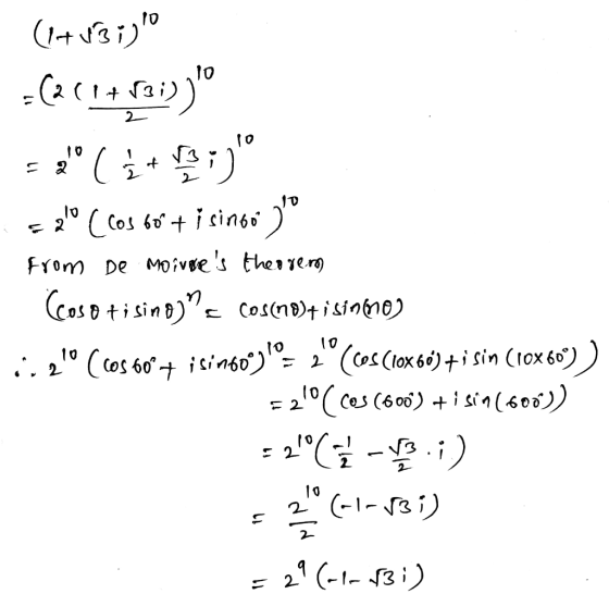 (1+13:00 =(261482;)) calo c cos 60+ i singolo From De Moivres theorem Ccos o tising)< cos notisimenes 1, 2(cos 60°+ isin6