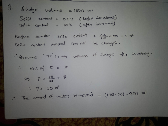 S lud Soud Content 10% afer devodenee) Sstid contend ameunt can not oe 107广 1000-50) 950 m3 ,