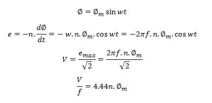=o,n sin wt w.n. dt 2nf.n. = 4.44n. Ø - m