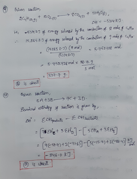 @ Given reaction, Quttogt 13029 8002g + 10 7200), OH – 5314 K-J. ie, 25314 K-1 of energy released by the combustion of a mode