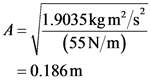 2
1.9035kg m2/s
A =
(55N/m)
0.186m