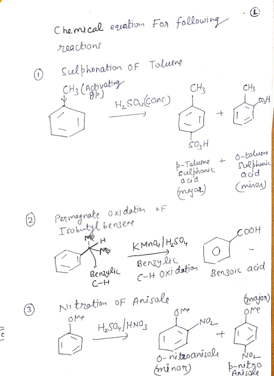 For following Chemical equation reactions sulphonation of Toluene CH₂ (Activating He SouConc: CH₃ CH3 (95) + SOZH o-toluere þ