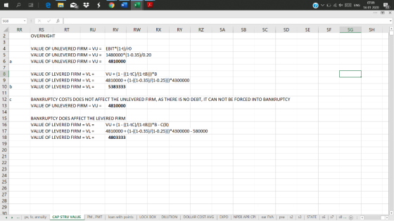 VOR. * 07.09 ENG 14 01 2000 2 RR RT RU RV RW RX RY RZ SA SB SC SD SE SE SG S H A RS OVERNIGHT VALUE OF UNLEVERED FIRM = VU =