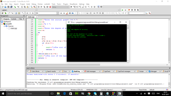 崀main.cpp [secanttt-Code:Blocks 16.01 File Edit View Search Project Build Debug Fortran woSmithTools Tools+Plugins DoxyBlocks