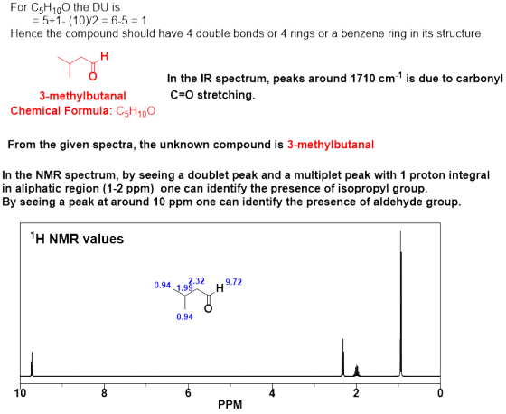 For C5H100 the DU is = 5+1-(10)/2 = 6-5 = 1 Hence the compound should have 4 double bonds or 4 rings or a benzene ring in its