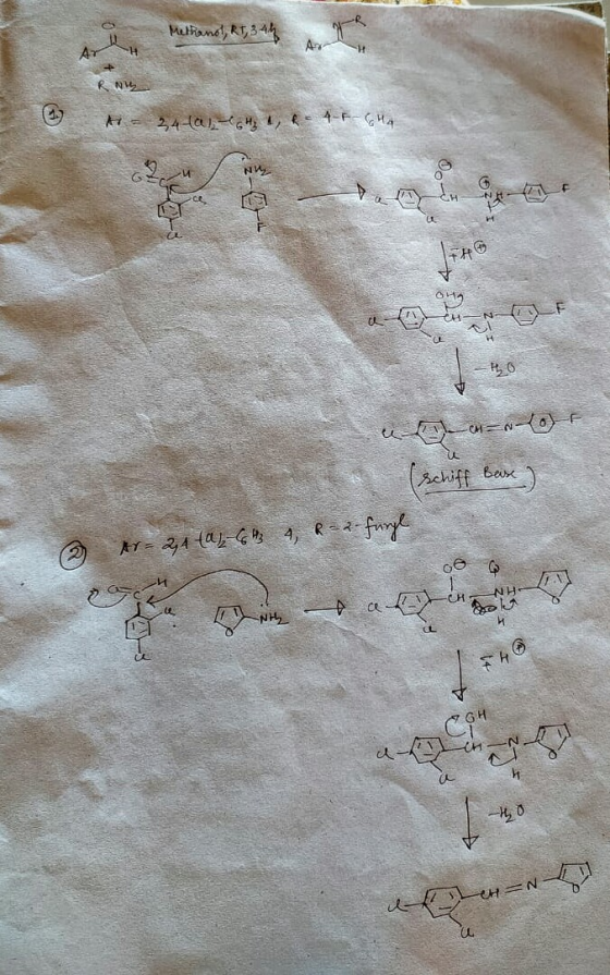 Methanol, RT, 3 4h RNM A = 2,4-ta - H , R 4-F-644 o Vä ht nu-N- HO udah = NoF schiff Beise ) & Ar= 24 taz-643 4, R=2-fungle 0