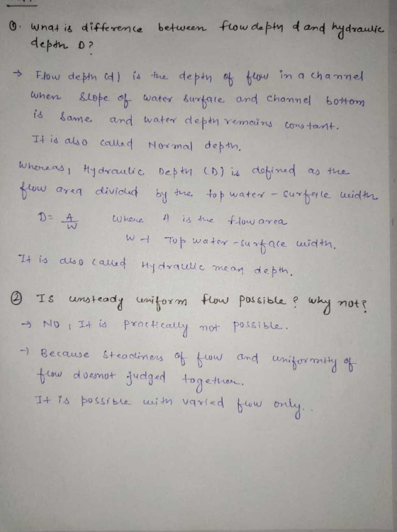 D? When is what is difference between flow depth d and hydraulic depth Flow depth cd ) is the depth of flow in a channel slo
