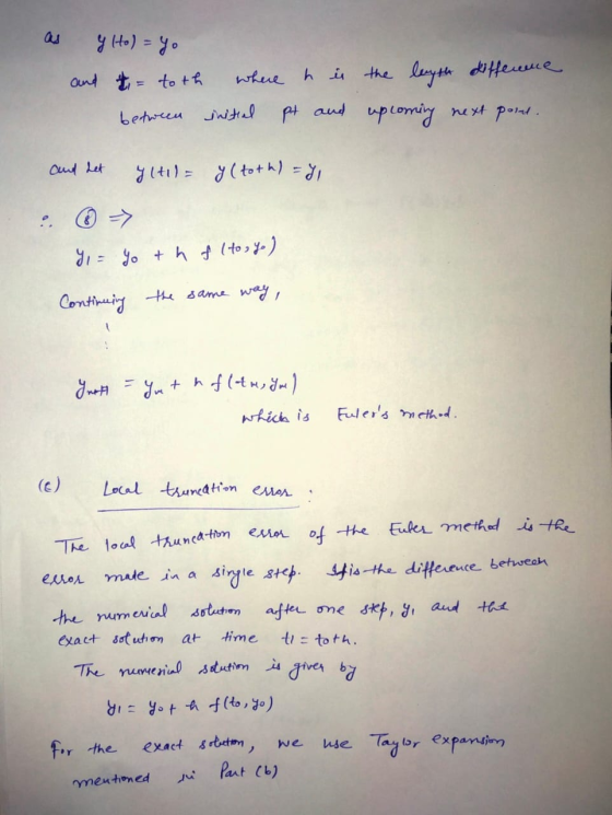 as y Hol=yo and t = toth where h is the length difference between initial pt and upcoming next port. and het ylti) = (toth) =