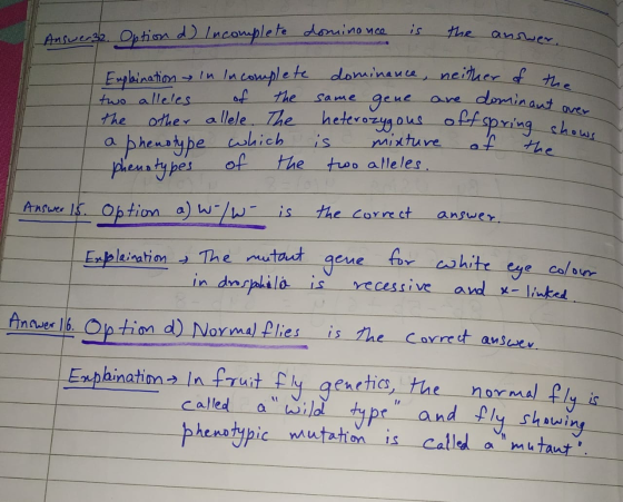 Answer32. the answer, of the same Option d) Incomplete dominance Explaination in Incomplete dominance, neither of the gene ot