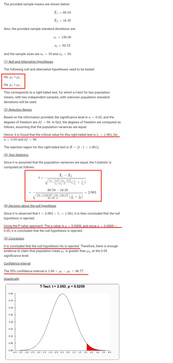 The provided sample means are shown below: X1 = 60.58 X2 = 16.35 Also, the provided sample standard deviations are: $1 = 138.