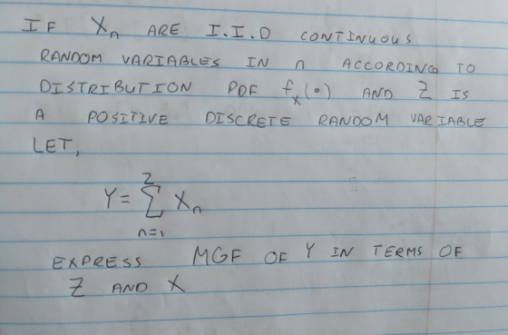 工、エ.D ARE CONTINUOUS RANDOM VARIABLES ACCORDIN IN TO 7IS OISTRI BUTION AND VAR TABLE DISCRETE A RANOOM PO SITLVE LET Y=X TERM