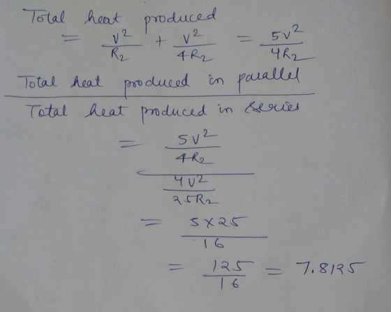 Total Total heat heat produced of v² - The Total Total R2 4R2 heat produced in heat produced in parallel Series Sv2 tre 4u2 2