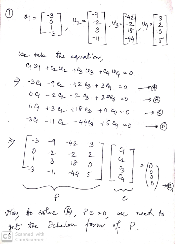 0 a 1-3 7 1-97 I U2= -2 7 ono 3 - L-31 [- a [ 44 We take the equation, 99 +64 +63 Uz tea q=0. » -34 -9 6 -42 Cz + 3 e4 20 .-