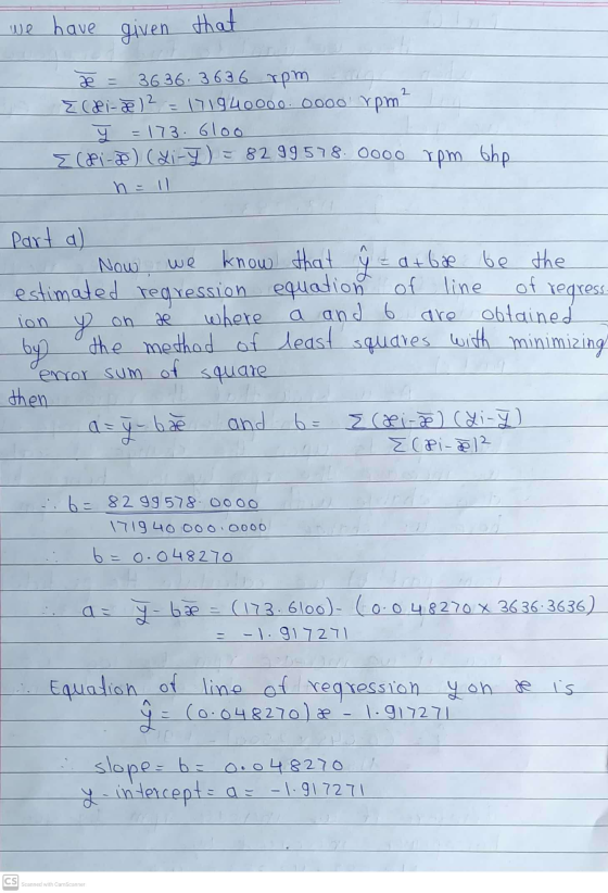 we have given that 2 de = 36 36 3636 rpm ECHi-æ)2 = 171940000. 0000 rpm 7 = 173. 61ool E Capi-D) (Li-I) = 8299578. 0000 rpm O