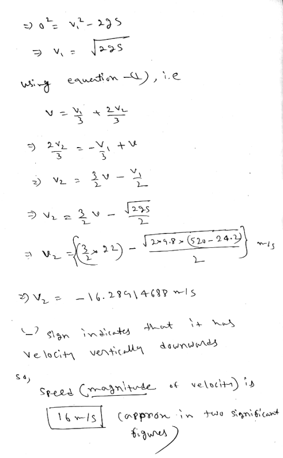 - 0² v,2-2gs . > via Tags wsing equation -&), ie 9 PT + 3) V2 = 30 - va que va ser av. R222) - 110482 520-263} - 2) V -16.289