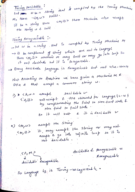 ad by the Tuning Machine Turing decidable Bahan Nora string that is accepted by the Tuning Mone. mi then CM, w) halls Who a s