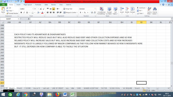 - 2x BL BA WORKING CAPITAL APPROACH - Microsoft Excel (Product Activation Failed) File Home Insert Page Layout Formulas Data