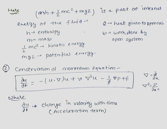 Here mc²+mg2) is a part of internal (mh + 1 mc energy of the fluid - Q heat given to opensys. hy enthalpy mt mags I me? kinet