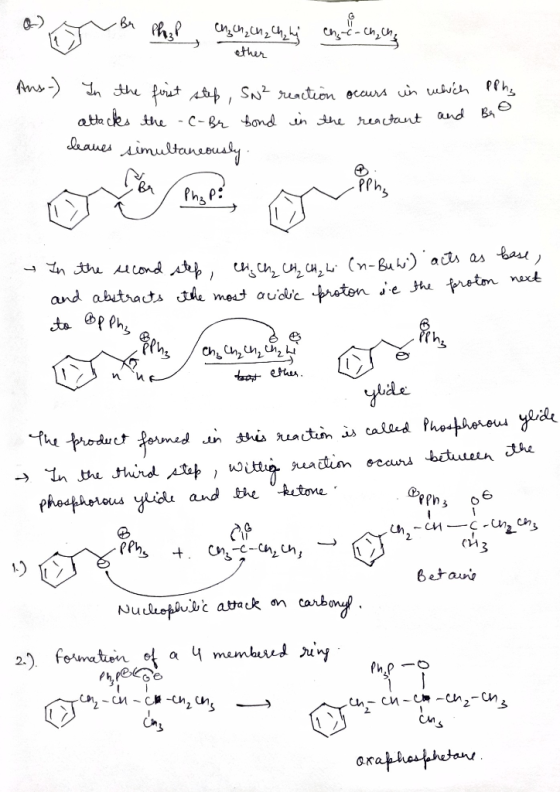 a ona che, comentar tus douleurs de Ch₂ ch, ch, uh ether Ans-) In the first step, Sn² reaction occurs in which PPhy attacks t