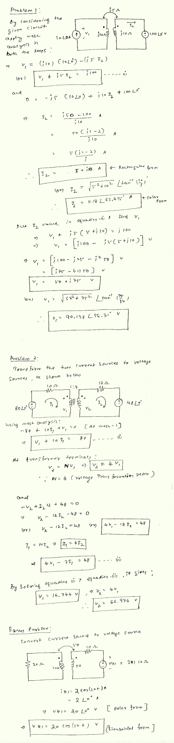 problem li ůsor Circuit ilong jlom 100 LOV By considering the given apply analysis both the loops : mesa TO LOA ,= (10) Ciol