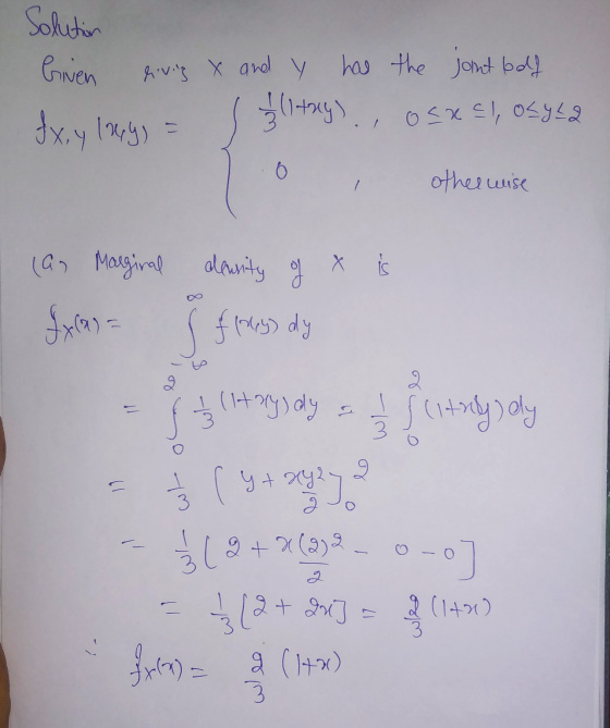 Solution Given living X and y has the joint loody $(1+y), osxel, osyla fx, y lurgs = otherwise density of X is (an Marginal E