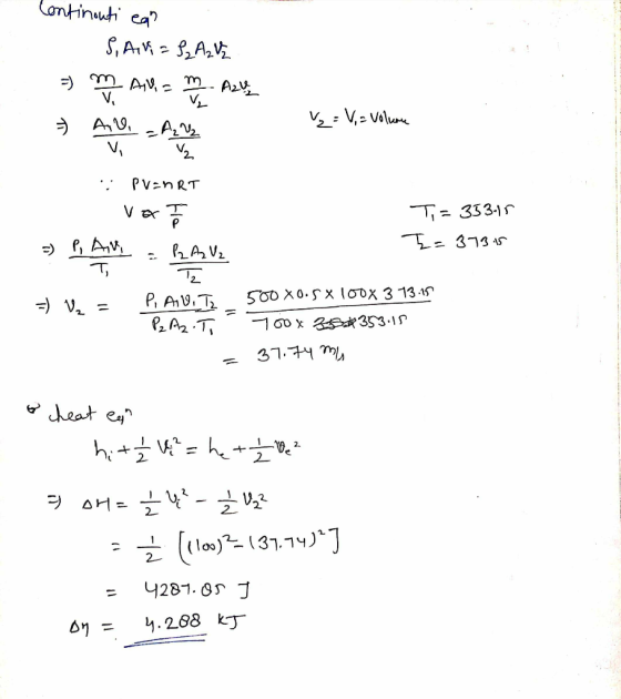 Continouti ean S, AN = S₂ Az UZ = m Adam - AZUL =V,= Volune o the interne - Punat - vert Ti= 35315 =) P, AM = P2 Az Uz Z=3731
