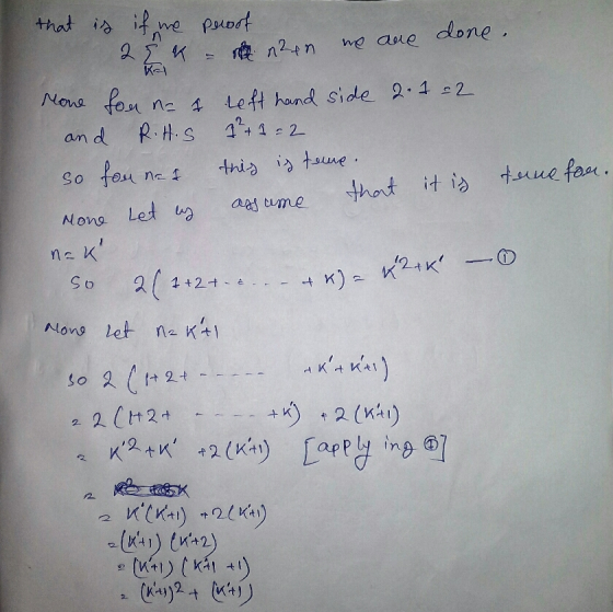 that is if we proof 2 EK - nen we are done. Mone for na 4 reft hand side 2.1=2 and R.H.S 1²+ 1 = 2 so for nat this is teure.