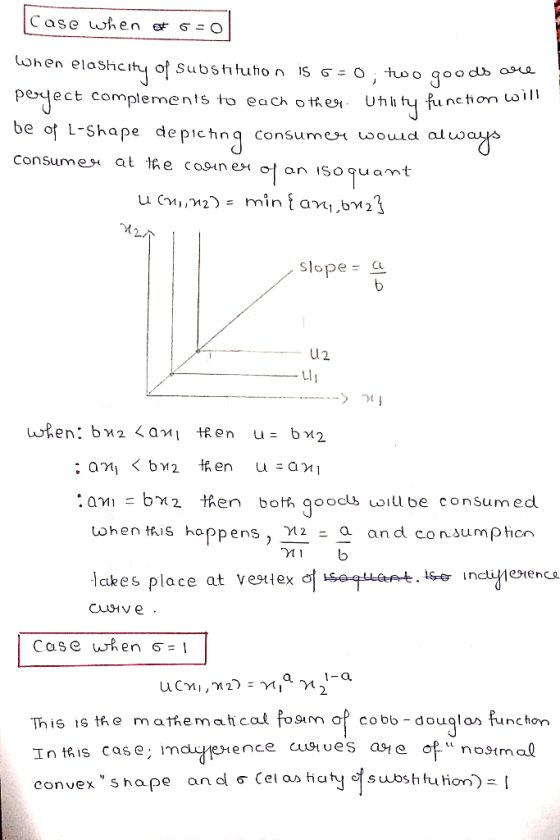Case when et 6=0 When elasticity of subshlution is 6=0; two goods are perject complements to each other. Utility function wil