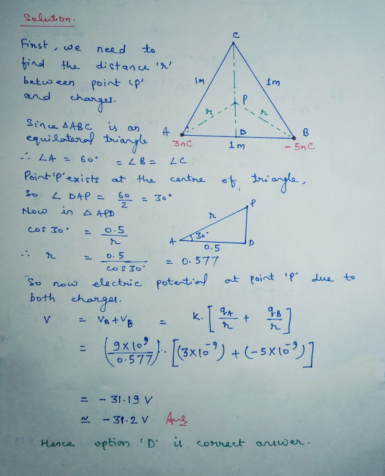 Solution. с. First, we find the need to distance de point up between IM im and charger e h Since A ABC is an 4 D equilateral