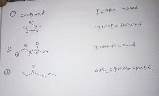 0 compo und IUPAC name 5 eyclopentanone y Butanoic acid 2 OH 3 athye proopanoate