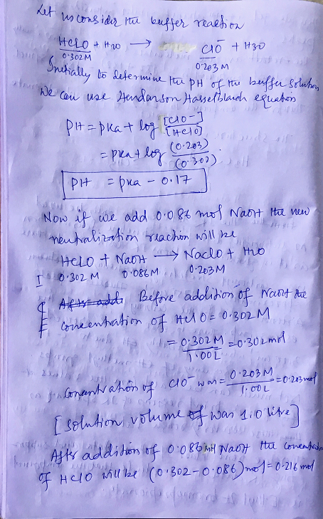 023m Let us consider the buffer reaction LO + Hạo 2 ĐU CAO + H2O Initially to determine the pH of the buffer solutions We can