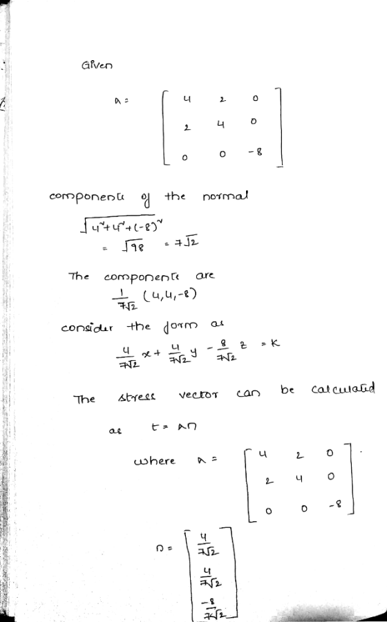 Given 니 0 componenU the norma! The e componen are consid the Jorm a4 니 니 be cat cuiaid The treesvectoT here