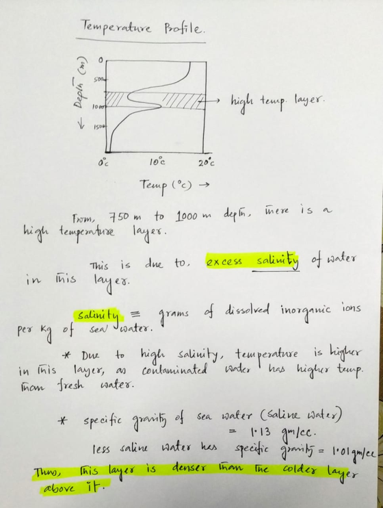 Temperature Profile Depin (m) 17 S 7 high temp. lager. * 8 10 e 20°c Temp (°C) ► from 750 m to 1000 m depin, here is a high t