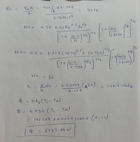 Re: = Yoxs Xooooo 18 4674 e 1.426x105 45 My = 0.5. 0.37 0.62 Re. it fre 28200 113 $18 14/4674 Nu= 0.37 0.62x (467405 (0.1336)