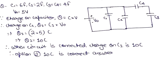 Q. A-6P, C2=2R, Cg= C4= 4f Vo: 5V H J Vo Charge on capacitor, O=cau Chage mC2, 02: Car Vo 다. : 3-5) c. 부Q2=1oC .. when erant