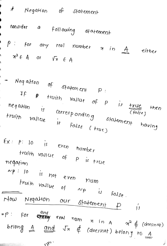 NegaHon or Statement tonsider aFoll ouwingsaemenh in esthtr :For ahy real number aHon o Statem ent Tf P troith valtue of P is