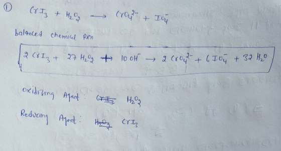 (8T3 + H₂O . crout Toy balonces chemicel Rn 2 (8 Iz + 27 H₂O + 100th 26802 + 6 10y + 32 H2O oxidizing Agent I Reducing Apost.