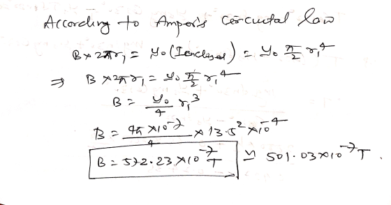 According to Amports Coscuntal law BX 220 = yo (I enclosed) = your 4 4 B 720 ri to the yor3 4 Bath xoood x13.0²xiot B=572.23X