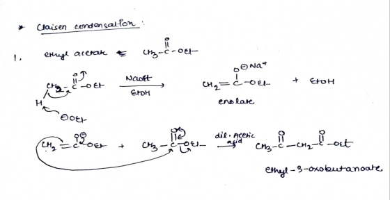 Claisen condensation! erhyl acetak un-c-ou- DONAT Nawet c-OEL & ETOH 와매 CH, =c oel- enolare Sooer Con Port og en die groente