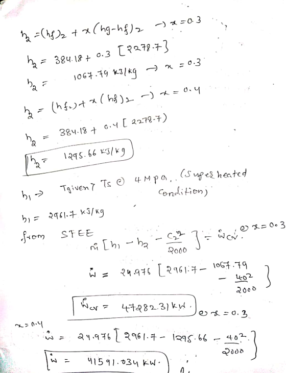m2 = (hf 2 + x (hg-hf 2 - x = 0.3 ha = 384.18 + 0.3 [P278.73 1067.79 kJ/kg 7 * = 0.3 (hfa) + Chile -) * = 0.4 ha 0.4 [ 2278-7