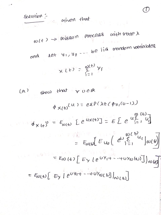 Salution & - oyiven that process with orater Rult) → poisson and let y24, -- beijd orandom vooriables X Lt? = Bity; cal show