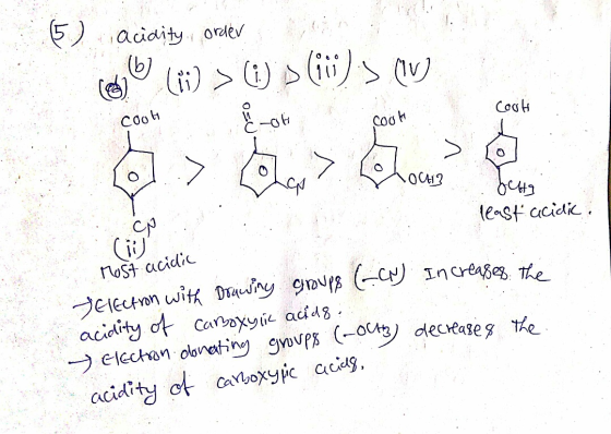 (5) acidity order lesb () > 0) » (i)s (V) Coci Coot COU yhte least acidic. Ciu Most acidic Selection with Drawing groups (C