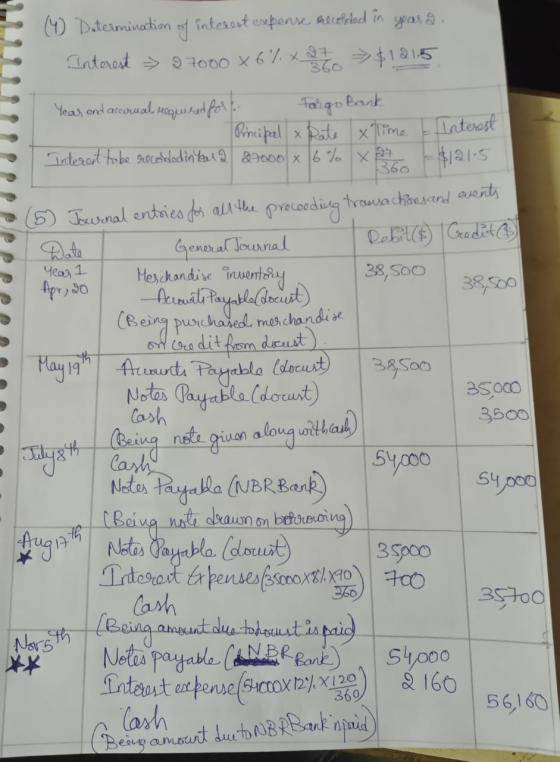 (9 Determination of interestesebense hocessed in yasa Interest » 97000 x 6% x 27 $121.5 PPPPPP Year and accurual secquired fo